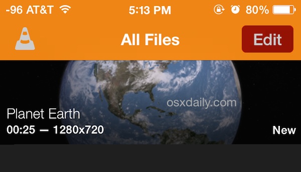 Biblioteca de videos VLC en un iPhone
