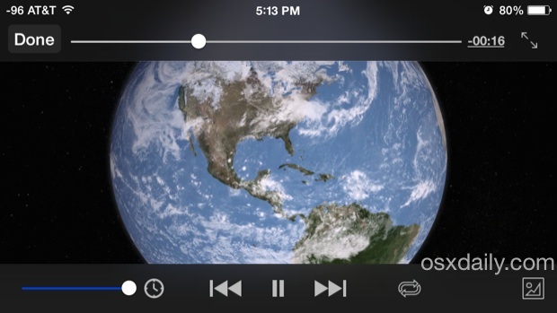 Controles de reproducción de video VLC en iOS para ver películas