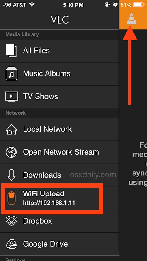 Habilite las capacidades de carga de video VLC Wi-Fi en iOS