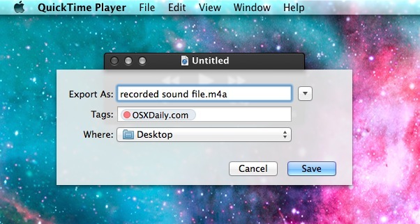 Guardar archivo de sonido grabado en Mac OS X