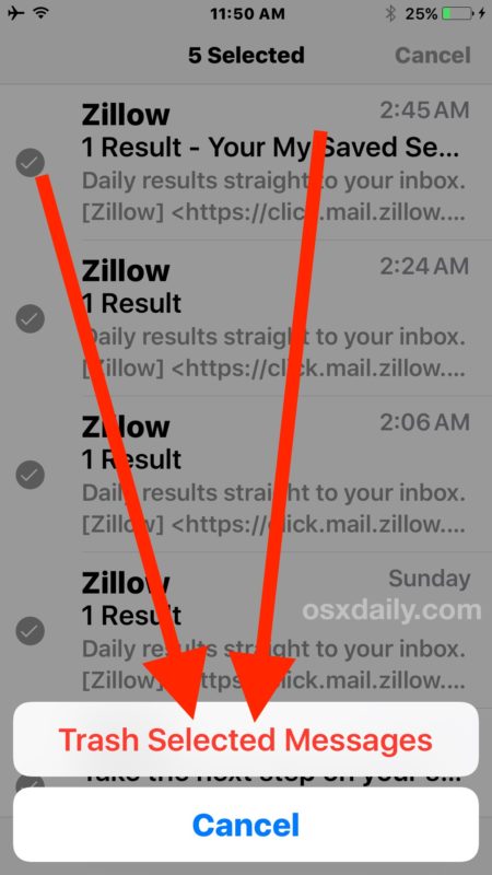 Confirmar para eliminar todos los correos electrónicos en iOS 10