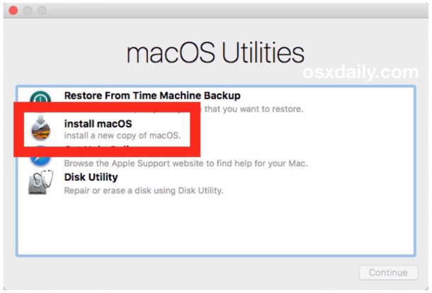 Realice una instalación limpia eligiendo Instalar MacOS