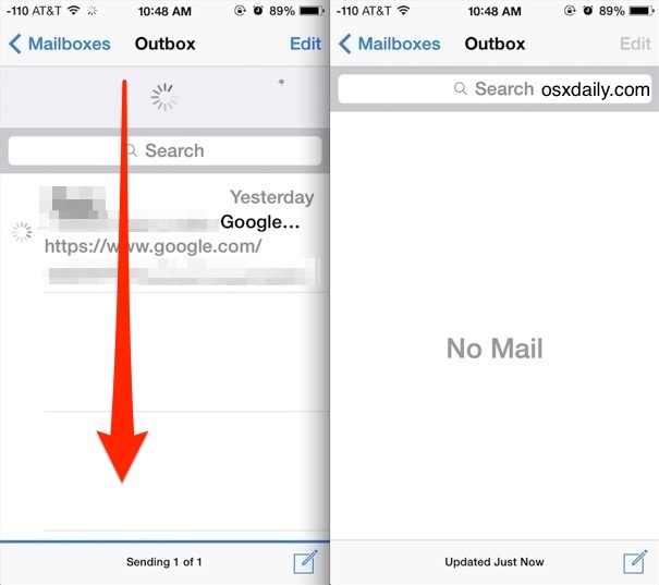 Reenviar mensajes no enviados en la aplicación Mail para iphone