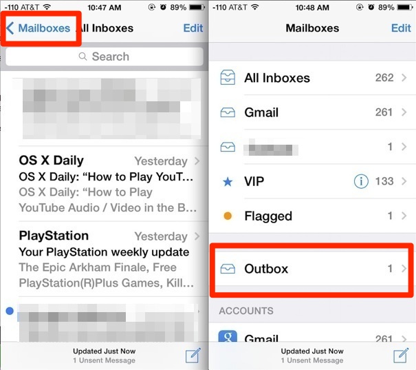 Acceder a los mensajes no enviados en la aplicación de correo de iOS