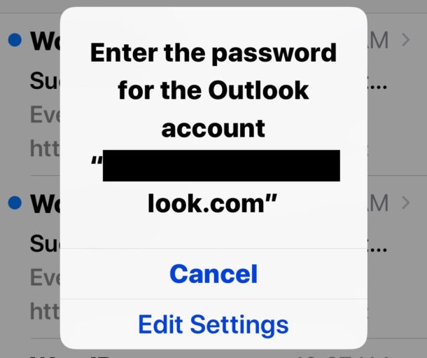 Corregir el error No se puede obtener correo al iniciar sesión de nuevo en la cuenta de correo electrónico en iOS