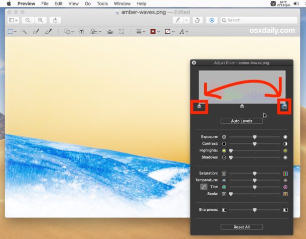Cómo invertir el color de la imagen en Mac con Vista previa invirtiendo puntos blancos y negros