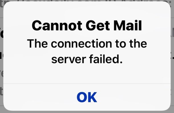 Cómo corregir el mensaje de error No se puede obtener correo en iOS Mail para iPhone o iPad
