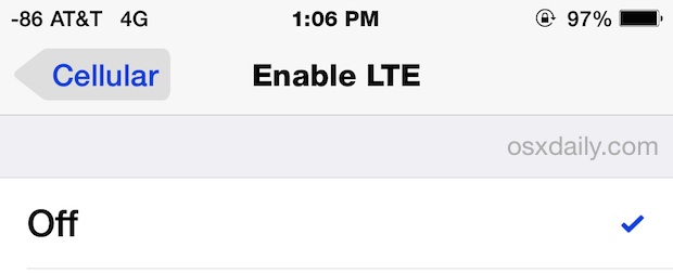 Desactivar LTE en iPhone