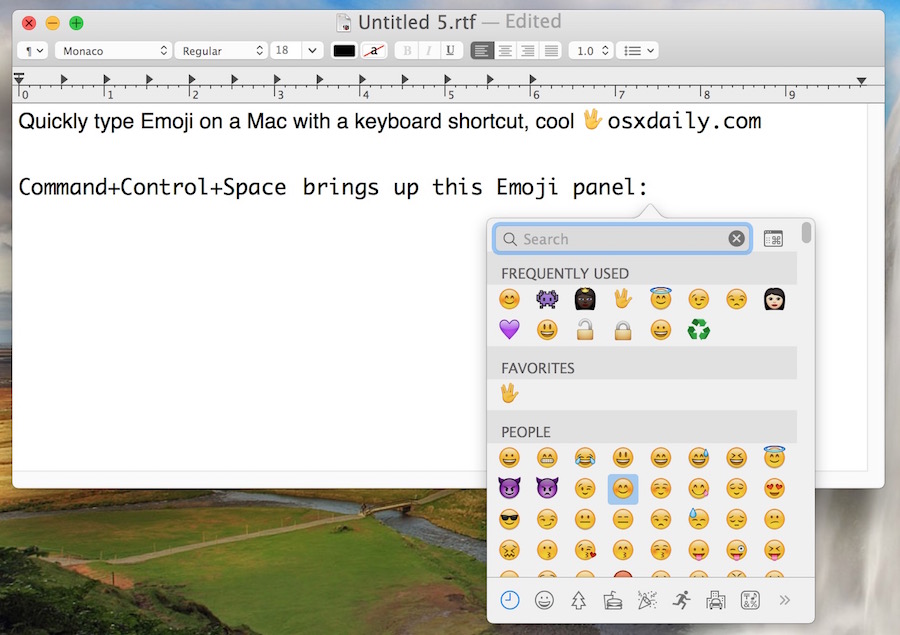 Atajo de teclado emoji en Mac OS X