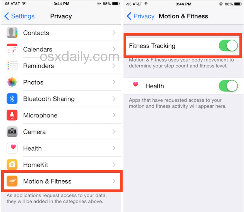 Alternar el seguimiento de actividad y fitness en iPhone