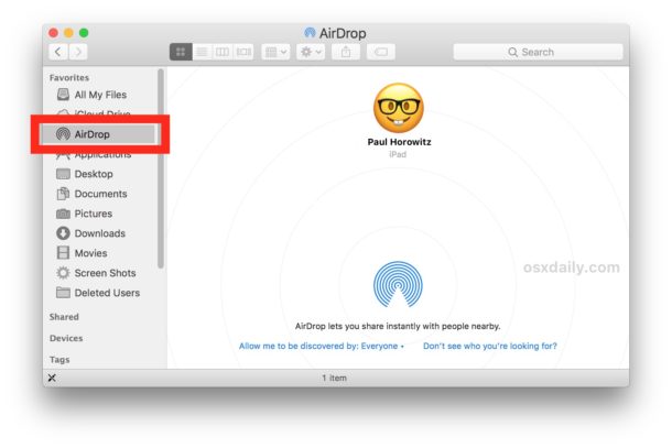 Acceder a AirDrop en Mac