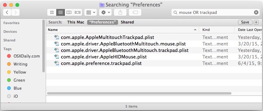 Preferencias de mouse y trackpad en Mac OS X