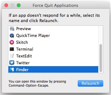 Reinicio del Finder en Mac OS X