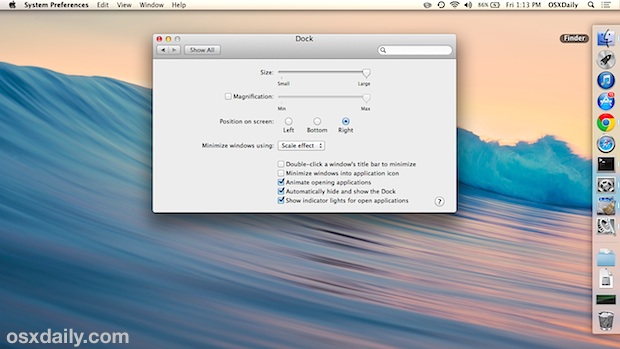 Acople en el lado derecho de la pantalla de Mac
