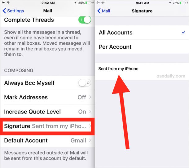 Cambiar o eliminar la firma de correo electrónico Enviado desde mi iPhone