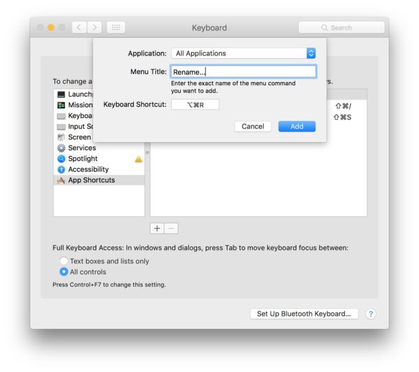 Crear un atajo de teclado personalizado en Mac