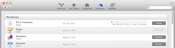 Descarga de OS X Yosemite en App Store