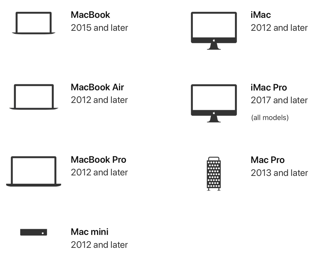 Lista de Mac compatibles con MacOS Catalina