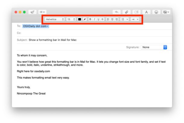 Cómo formatear correos electrónicos en Mail para Mac