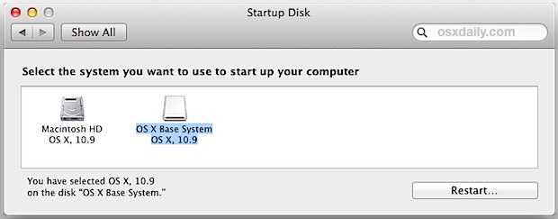 Seleccione Disco de inicio en Preferencias del sistema Mac OS X