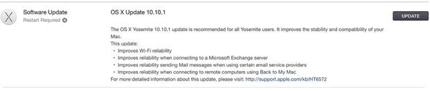 Actualización de OS X 10.10.1 para Yosemite