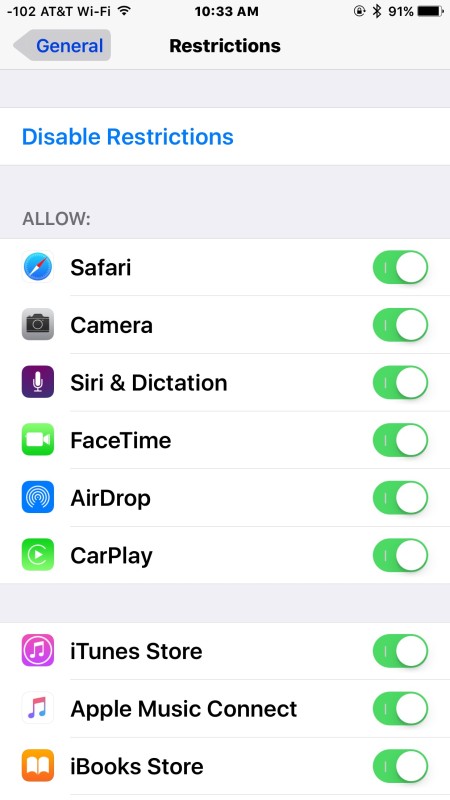 Las restricciones de la aplicación encienden la cámara para mostrar el icono de la cámara que falta en iOS