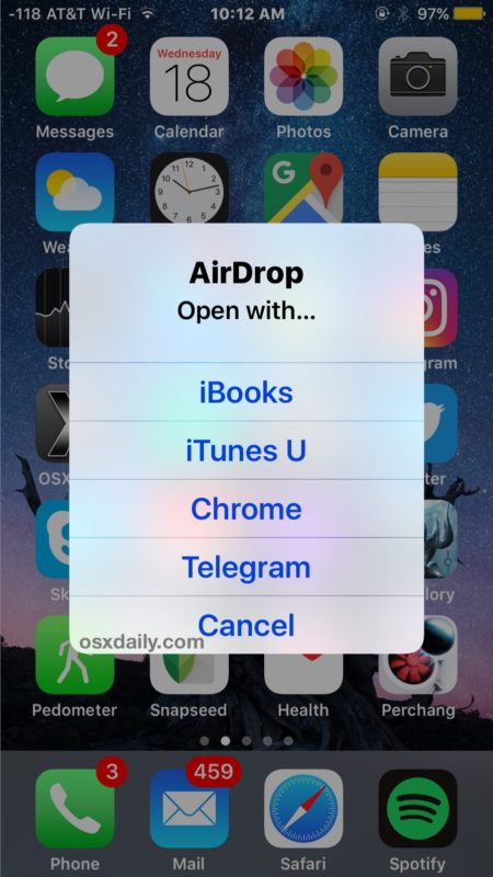 Los archivos AirDrop van a diferentes aplicaciones en iOS
