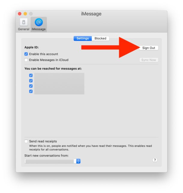 Cerrar sesión y volver a iniciar sesión en iMessage en Mac