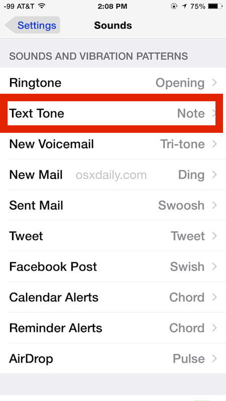 Cambiar el efecto de sonido del mensaje para iPhone