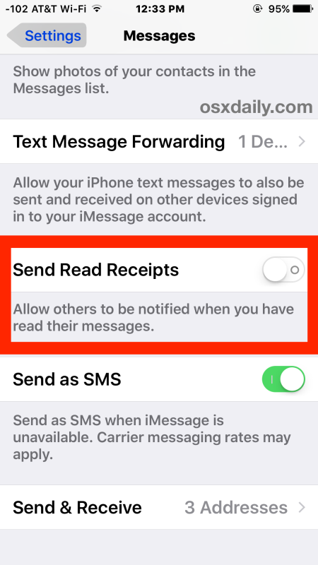 Deshabilitar confirmaciones de lectura en Mensajes para iOS