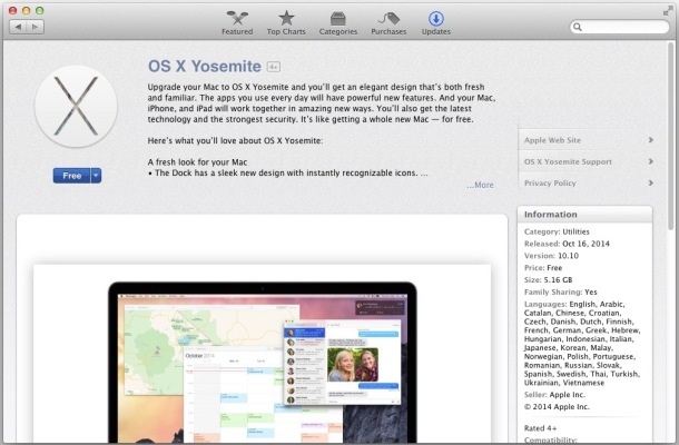 OS X Yosemite ahora disponible para descargar