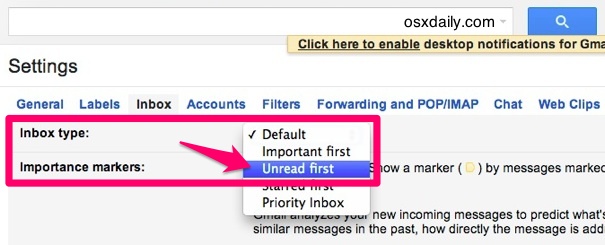 Mostrar el correo electrónico no leído primero en Gmail