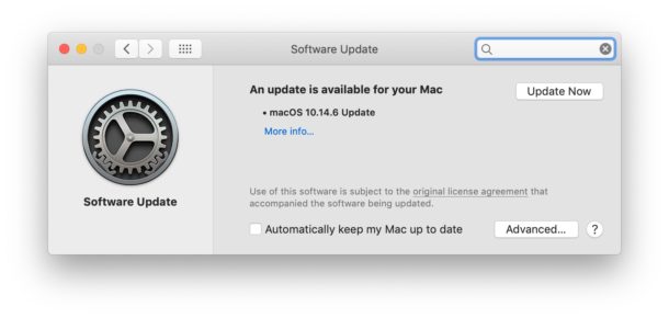 Actualización de software MacOS Mojave 10.14.6