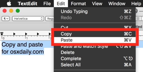 Cómo copiar y pegar en Mac con el menú Editar