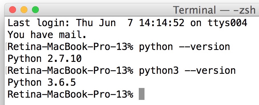 Verifique las versiones de Python instaladas en Mac