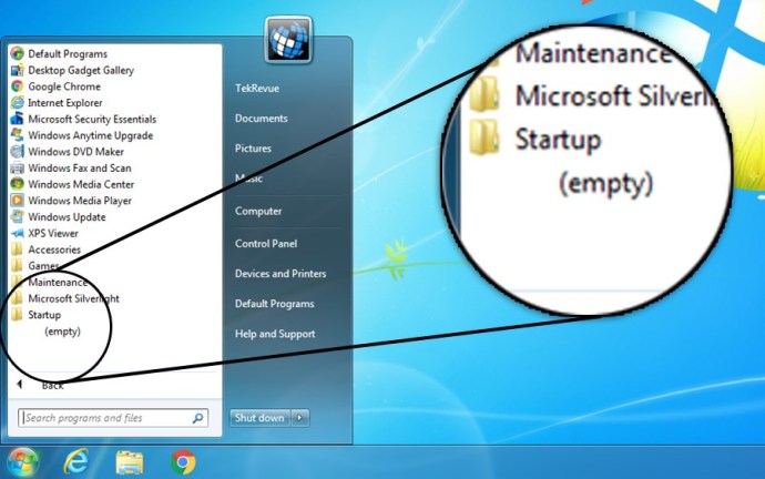 Carpeta de inicio de Windows 7