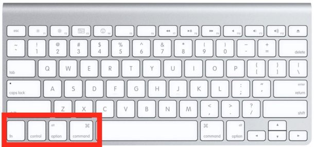 Ubicaciones del teclado y las teclas modificadoras de Apple