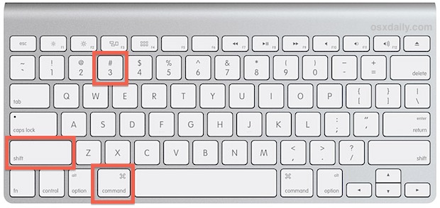 El equivalente de "Pantalla de impresión" de Mac como se ve en un teclado de Apple