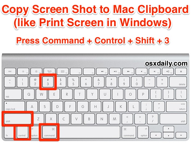 Imprimir pantalla en el portapapeles de Mac con un atajo de teclas