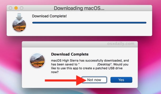 Descarga del instalador completo de macOS high sierra finalizada