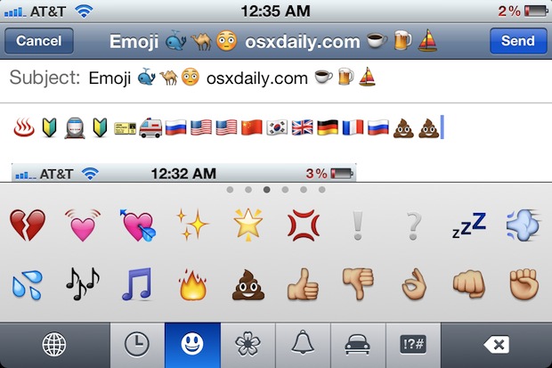 Caracteres emoji que se escriben en el iPhone
