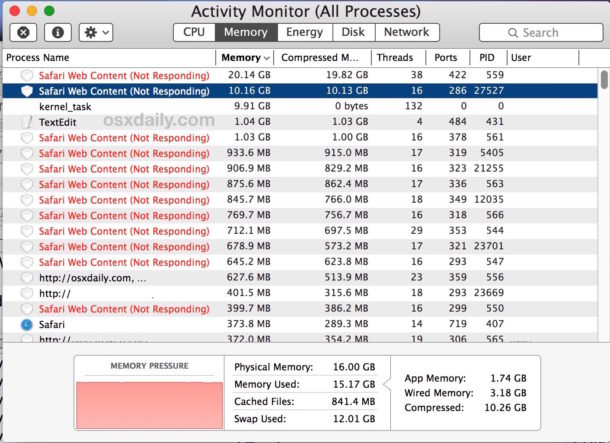 Safari Web Content Not Responding versión extrema en Mac OS X