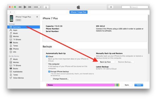 Copia de seguridad de dispositivos iOS en iTunes