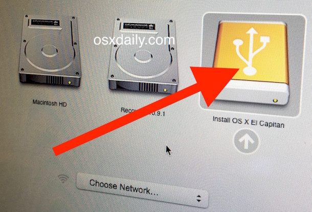 Paso 1: arranque desde la unidad Install OS X El Capitan