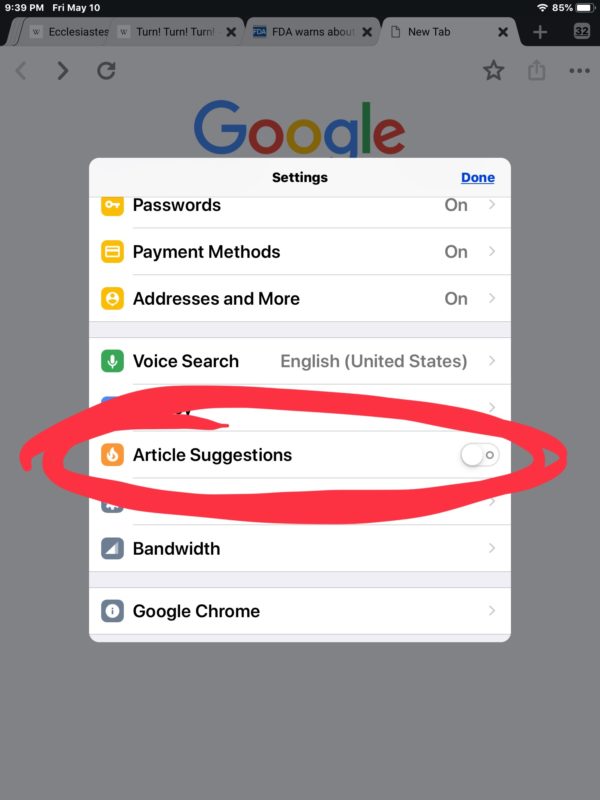 Cómo eliminar los artículos sugeridos de Chrome para usted en iOS