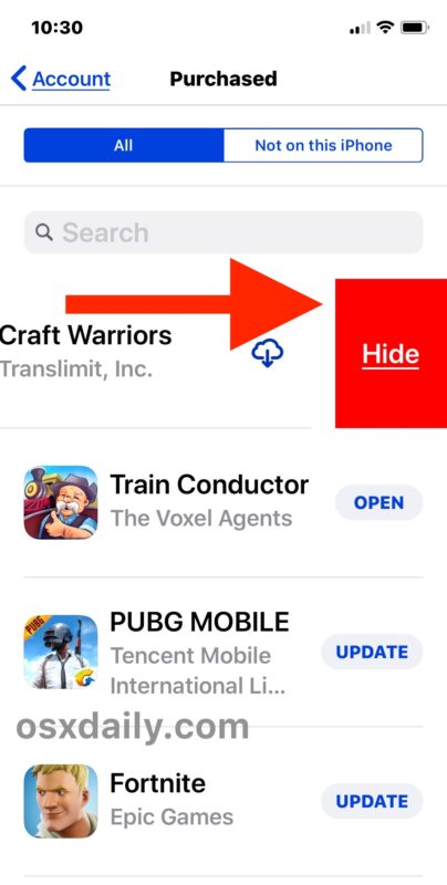 Cómo ocultar aplicaciones de la App Store de iOS en iPhone y iPad