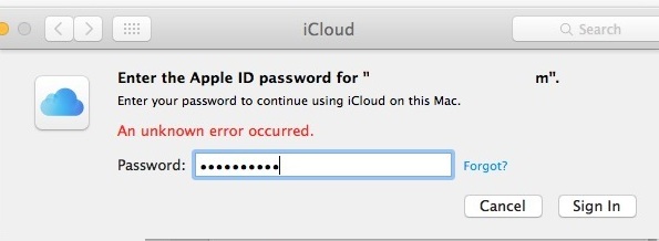 Error desconocido de iCloud en Mac