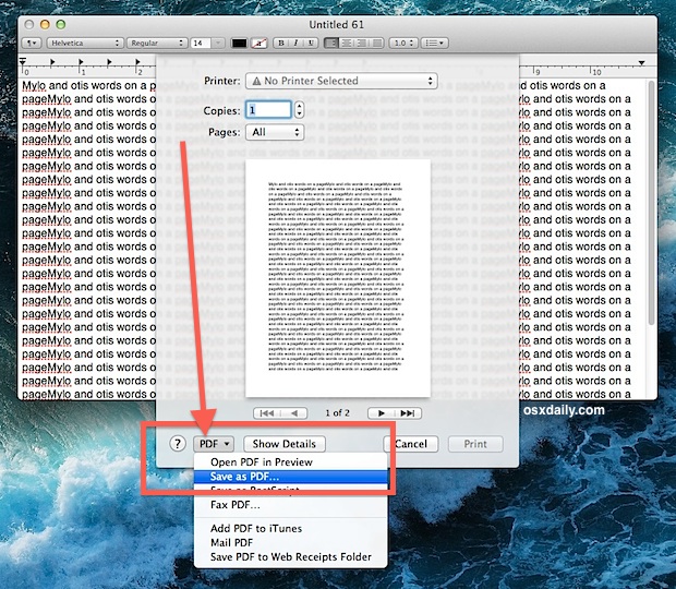 Imprimir como PDF en Mac OS X