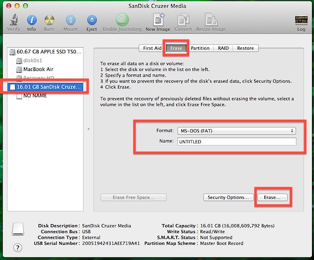 Formatee una unidad flash USB para utilizarla en Mac OS X