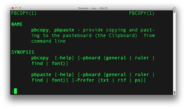 pbcopy y pbpaste son interfaces de línea de comandos para el portapapeles de Mac OS X